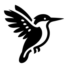 Kingfisher bird vector art icon, clipart, symbol, black color silhouette, white background