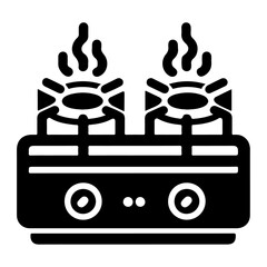 minimal gas stove vector symbol, clipart, silhouette, white background