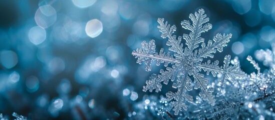 Fototapeta na wymiar Snowflakes on blue background. Christmas and New Year concept.