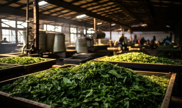 Tea factory in china. Generative AI.