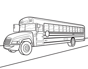Cartoon bus illustration. Vector bus illustration for coloring book - obrazy, fototapety, plakaty