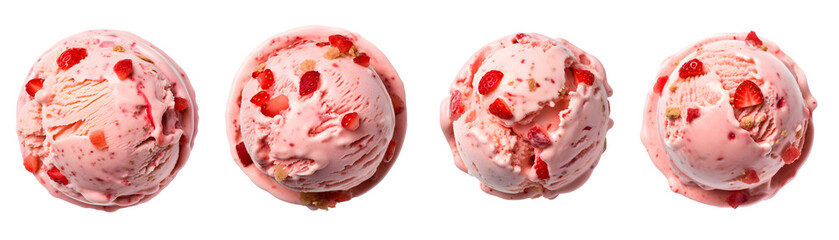 strawberry ice cream scoop , isolated on a Transparent Background. 
