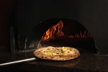 pizza in wood oven