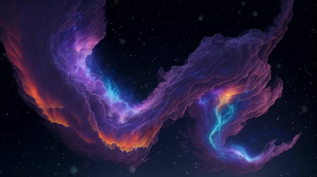 Animation of a colorful abstract nebula cloud in space. An seamless looping 4k video on the theme of space and science. Abstract cloud background