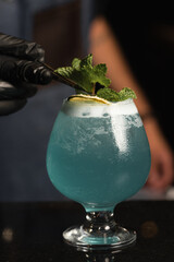 cocktail with mint and lemon twist