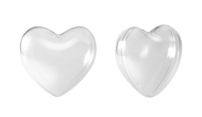 Transparent glass heart isolated on white - obrazy, fototapety, plakaty