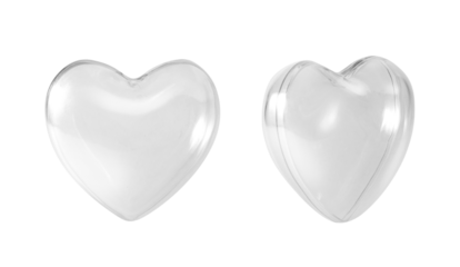 Transparent glass heart isolated on white