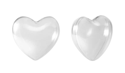 Fotobehang Transparent glass heart isolated on white © runrun2