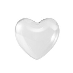 Transparent glass heart isolated on white