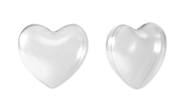 Transparent glass heart isolated on white