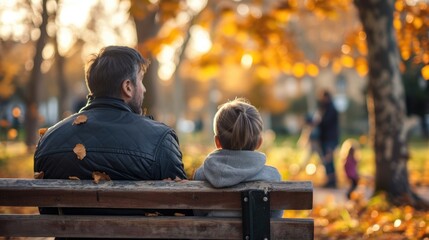 A father sitting on a park bench watching his children play but feeling distant and disconnected from their laughter and joy.