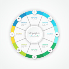 Infographic 8 options design elements for your business data. Vector Illustration.