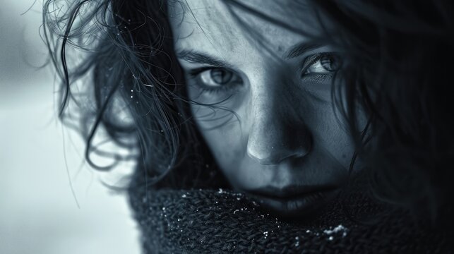 A woman with a frozen emotionless expression illustrating a schizoid personality disorder.