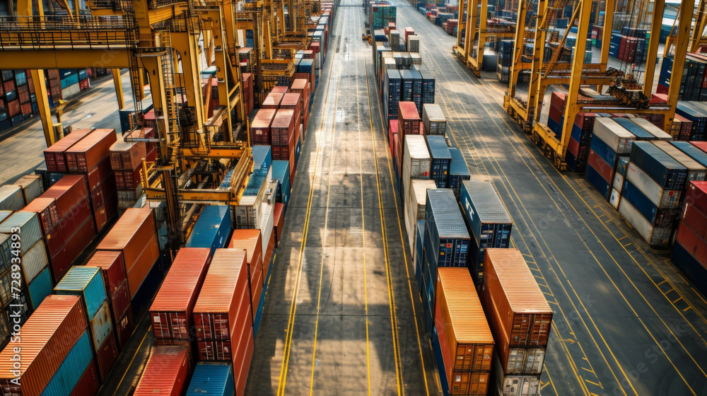 Poster a bustling warehouse filled with labeled and tracked containers representing the importance of accur