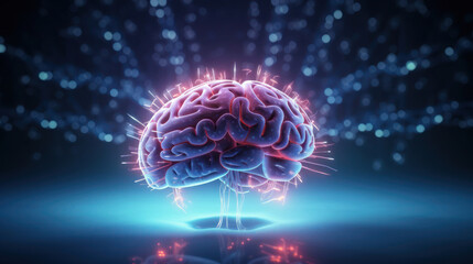 The human brain illustrated within a digital and futuristic framework,  symbolizing the convergence of cognition and evolving technology
