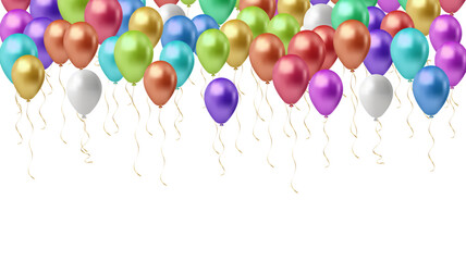 Modern birthday background with balloons Illustration set party balloons, confetti with space for text - vector  Isolated from background. File contains clipping mask and gradient mesh. - obrazy, fototapety, plakaty