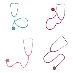 Set of Stethoscope Medical. For Listen to the Lungs and Examine the Patient's Heart. Vector Illustration