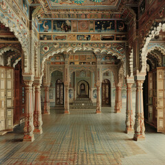 Obraz premium Royal Opulence: An Indian Palace with Bejeweled Tapestry