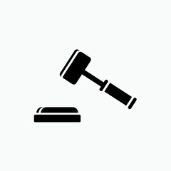 Hammer of Law Icon. Court Symbol - Vector Logo Template. 