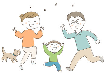 踊る親子