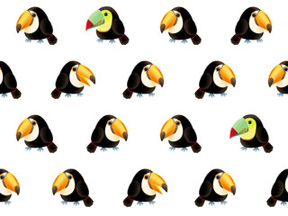 オオハシのシームレスパターン　F  （PNG）