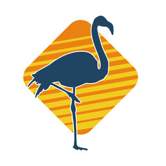 Silhouette of a flamingo bird animal in elegant pose.