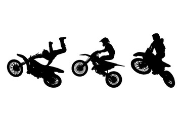 Motocross silhouette vector, suitable for various designs related to motorcycle, motorbike, biker, championship, offroad, motorsport and adventure themes.