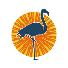 Silhouette of a flamingo bird animal in elegant pose.