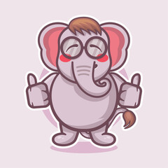 cute elephant animal character mascot with thumb up hand gesture isolated cartoon
