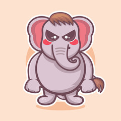 serious elephant animal character mascot with angry expression isolated cartoon