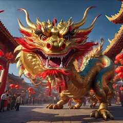 Fototapeta premium chinese dragon statue
