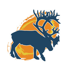 silhouette of a moose animal isolated on white background