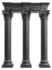 Black columns arched isolated on white - obrazy, fototapety, plakaty