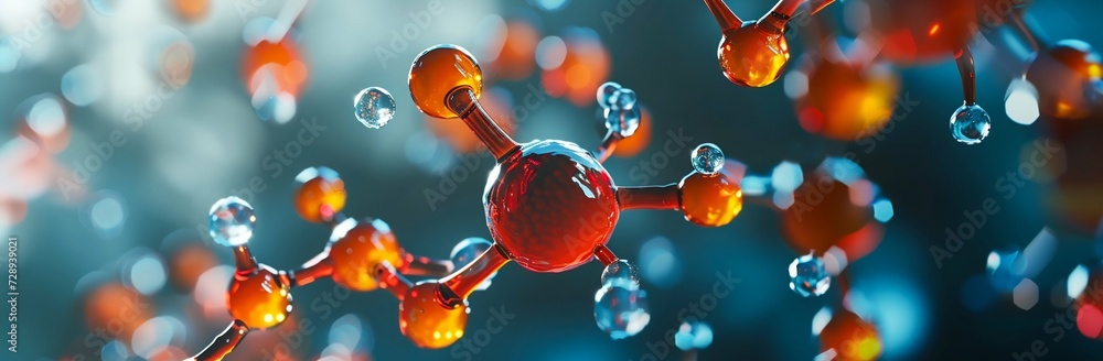 Aufkleber advanced red molecular structure. generative ai