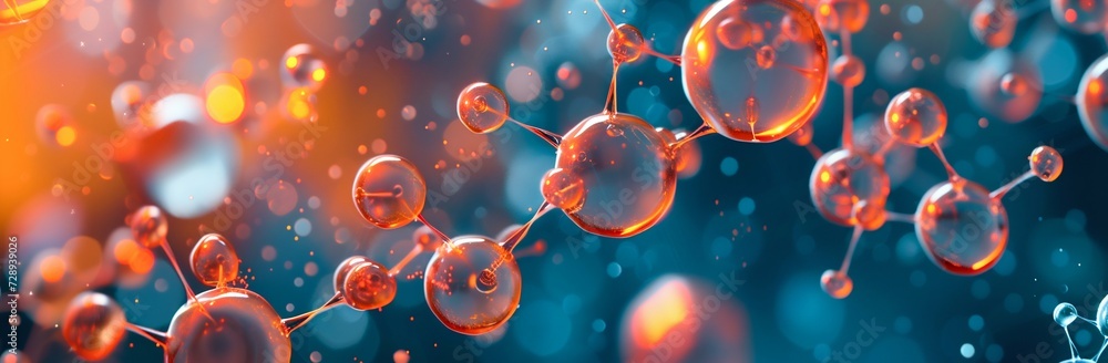 Poster advanced red molecular structure. generative ai