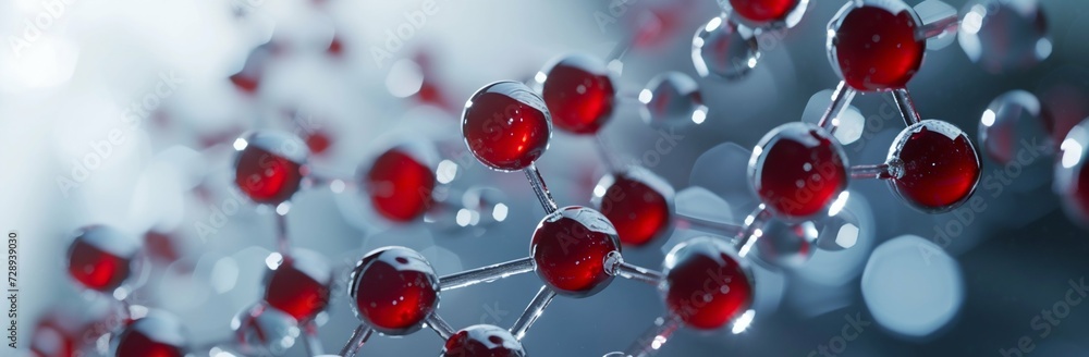 Aufkleber advanced red molecular structure. generative ai