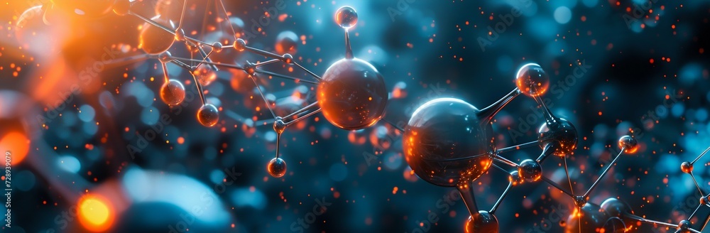 Aufkleber advanced red molecular structure. generative ai