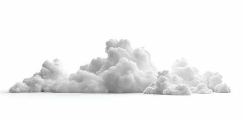 Fluffy White Clouds on Isolated Background. Generative ai