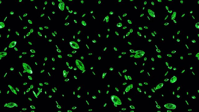 Emerald loop tile falling with alpha. This 3d animation with an alpha channel is loopable and tileable.