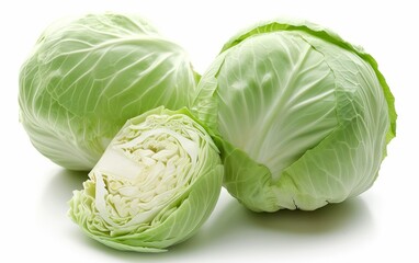 Bright  cabbage stands out against a clean white background.