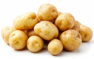 A simple and minimalist image featuring potatoes arranged neatly on a clean white background.