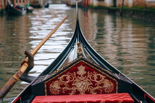 Traditional gondola in Venice, Italy. Gondola on the water.