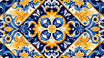 traditional colorful azulejo spanish ceramic tile ornament design