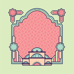 Simple Islamic Frame with minimalist mosque