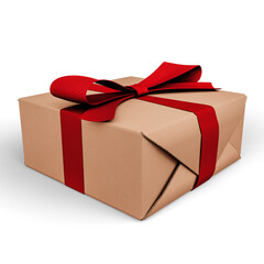 Gift Box. Template for Present, Valentine, Birthday or Wedding Banners. 3D Illustration. File with Clipping Path.