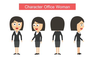 Office Woman. Objects isolated on a white background. Flat cartoon illustration. office characters set.