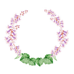 桐の花　フレーム　水彩 イラスト