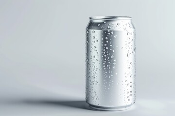 Aluminum can with water drops on white background. 3d rendering