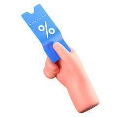 Hand Gesture Hold Coupon Discount 3D