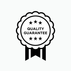Quality Guarantee Icon. Warranty Emblem. QC Sticker Symbol.